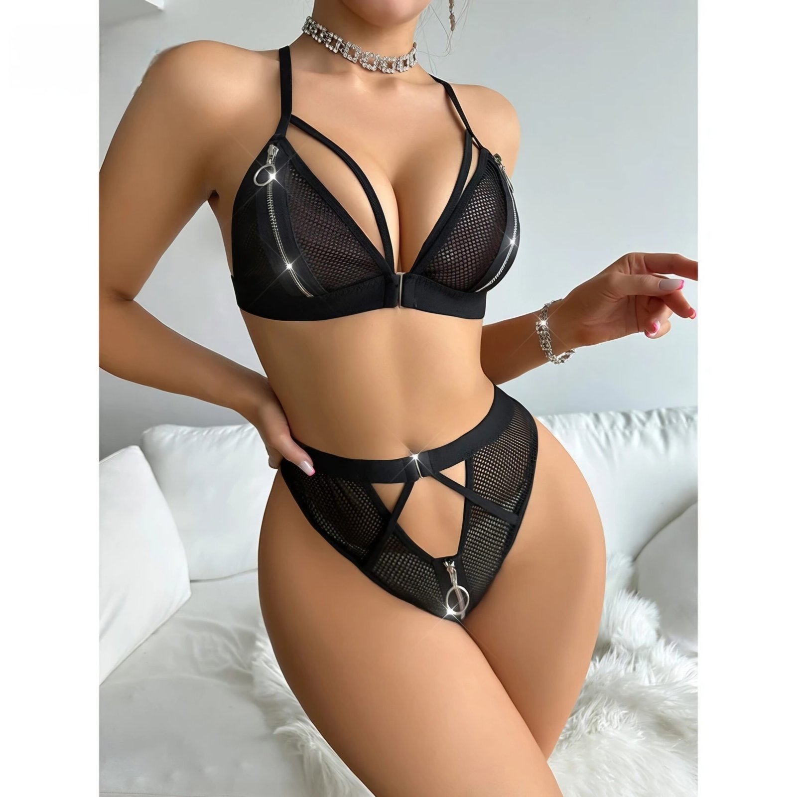 sexy σετ με φερμουάρ